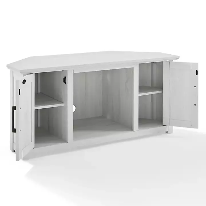 Rustic White Katy-Corner TV Stand