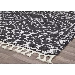 Sable Black and White Moon Area Rug, 5x7