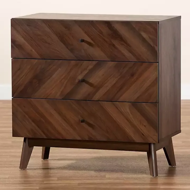 Sabrina Walnut Wood 3-Drawer Chest