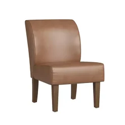 Saddle Brown Faux Leather Accent Chair