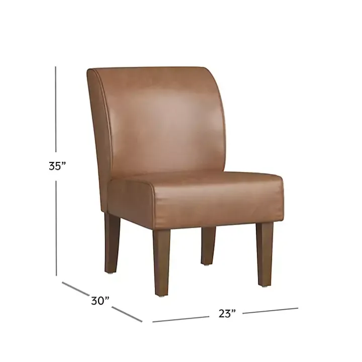 Saddle Brown Faux Leather Accent Chair