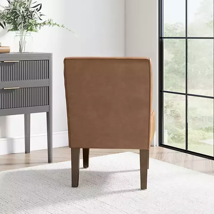 Saddle Brown Faux Leather Accent Chair