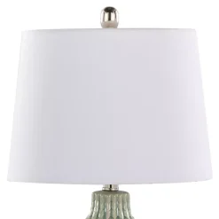 Sage Ceramic Chevron Table Lamps, Set of 2