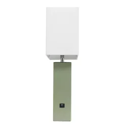 Sage Green Leather Charging Table Lamp