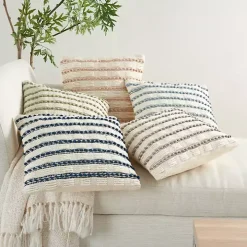 Sage Woven Knotted Stripes Throw Pillow