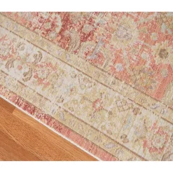 Salmon Vintage Border Area Rug, 5x7