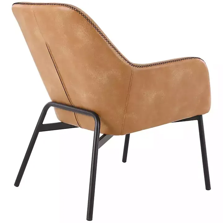 Sand Faux Leather Scoop Accent Chair