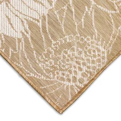 Sand Floral Blooms Outdoor Area Rug, 4x7