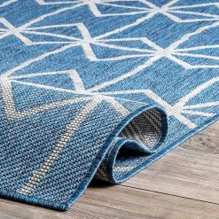 Sanford Blue Geometric Shapes Outdoor Rug, 5x8