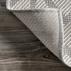 Sanford Light Gray Geometric Outdoor Rug, 5x8