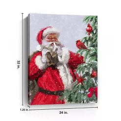 Santa and a Cardinal Canvas Art Print