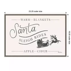 Santa Sleigh Rides Gray Framed Canvas Art Print