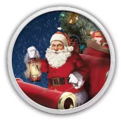 Santa Sleigh White Framed Art Print
