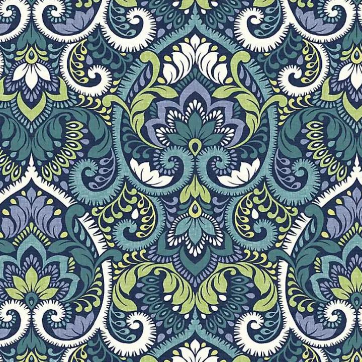 Sapphire Aurora Damask Luxe Outdoor Seat Cushion