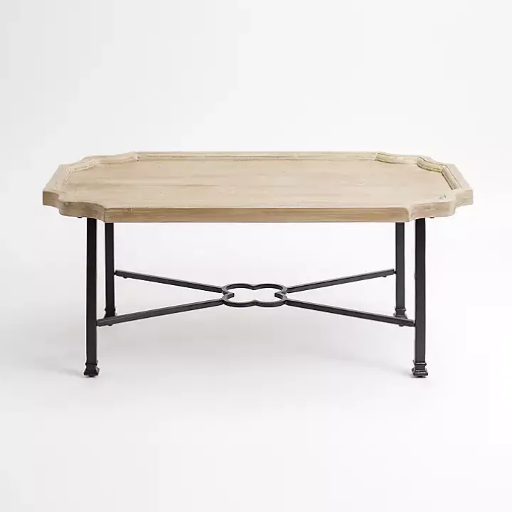 Scalloped Wood and Metal Coffee Table