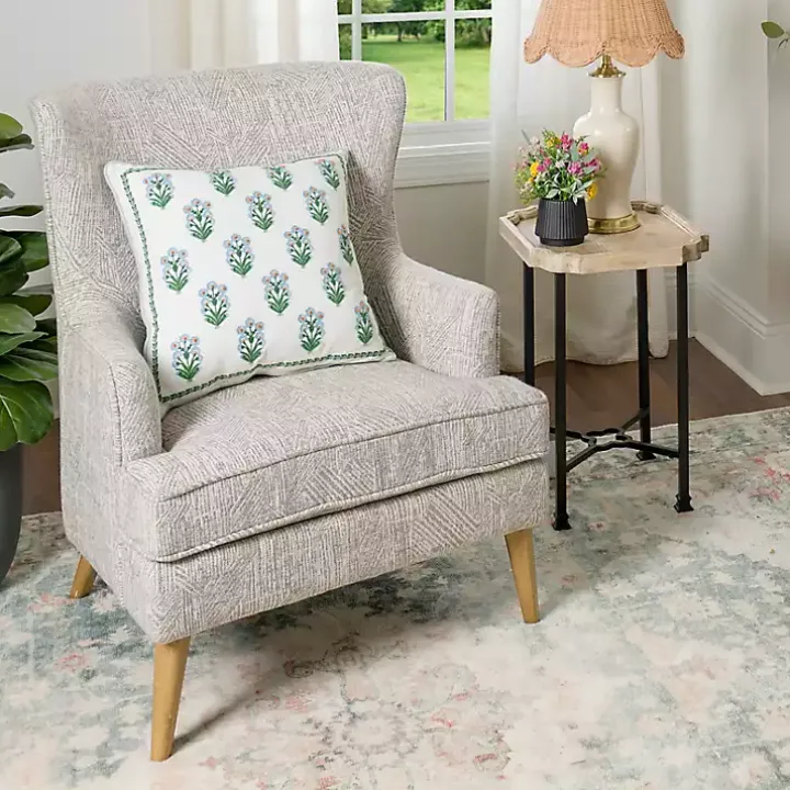 Scalloped Wood and Metal Accent Table