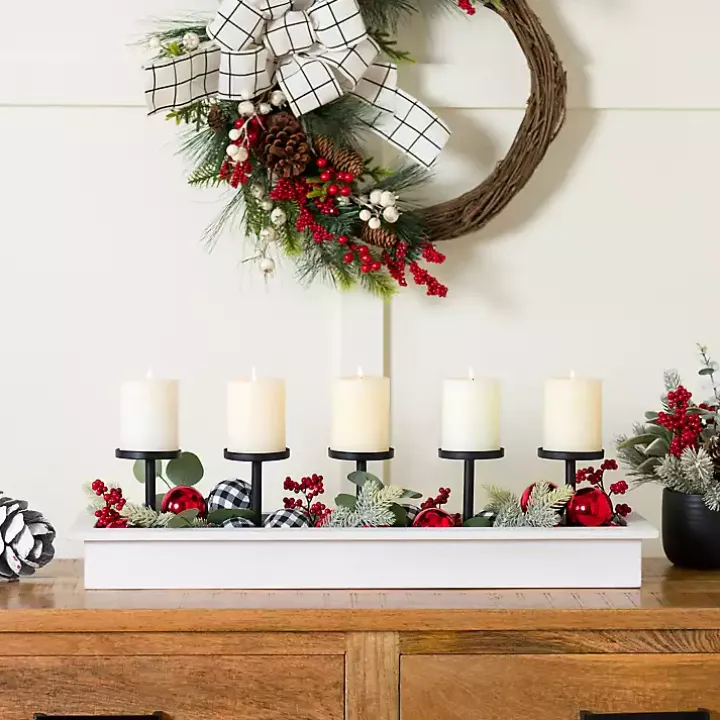 Scarlett Checked Berry Decorative Christmas Filler