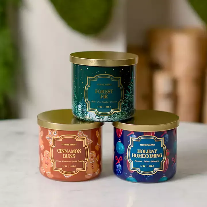 Scents of the Holidays Jar Candles, Set of 3