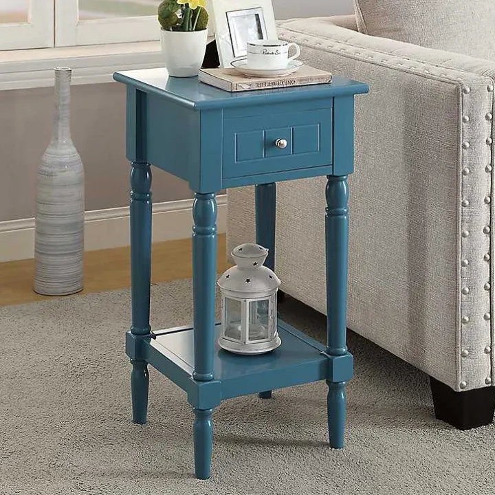 Sea Blue French Country Square Accent Table