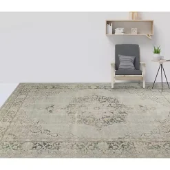 Sea Green Vintage Medallion Area Rug, 2x3