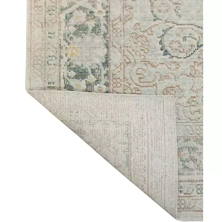 Sea Green Vintage Medallion Area Rug, 7x10