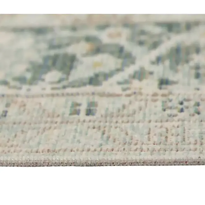 Sea Green Vintage Medallion Area Rug, 7x10