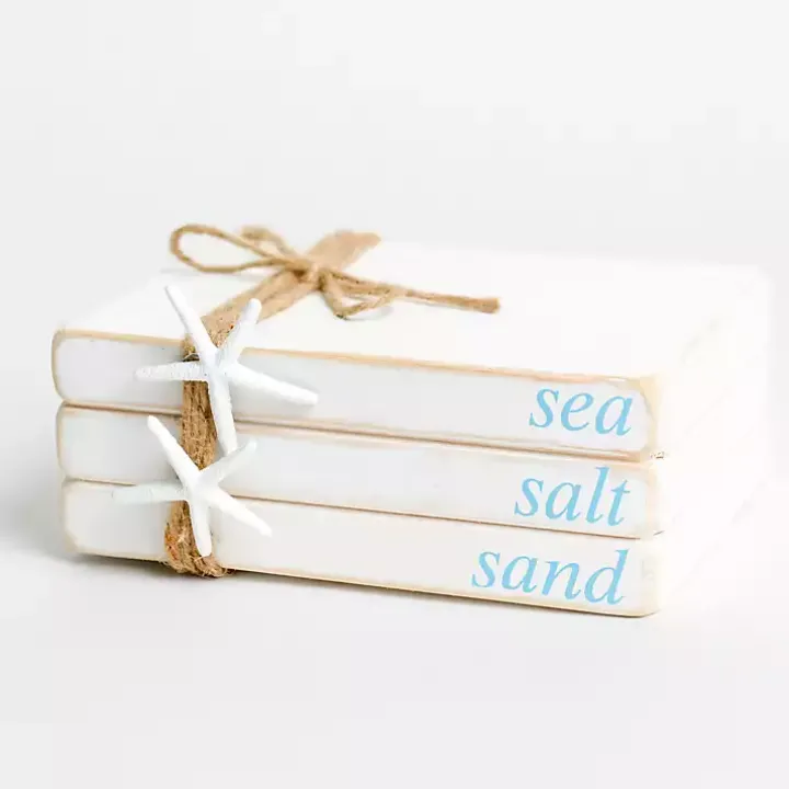 Sea Salt Sand Wooden Book Stack