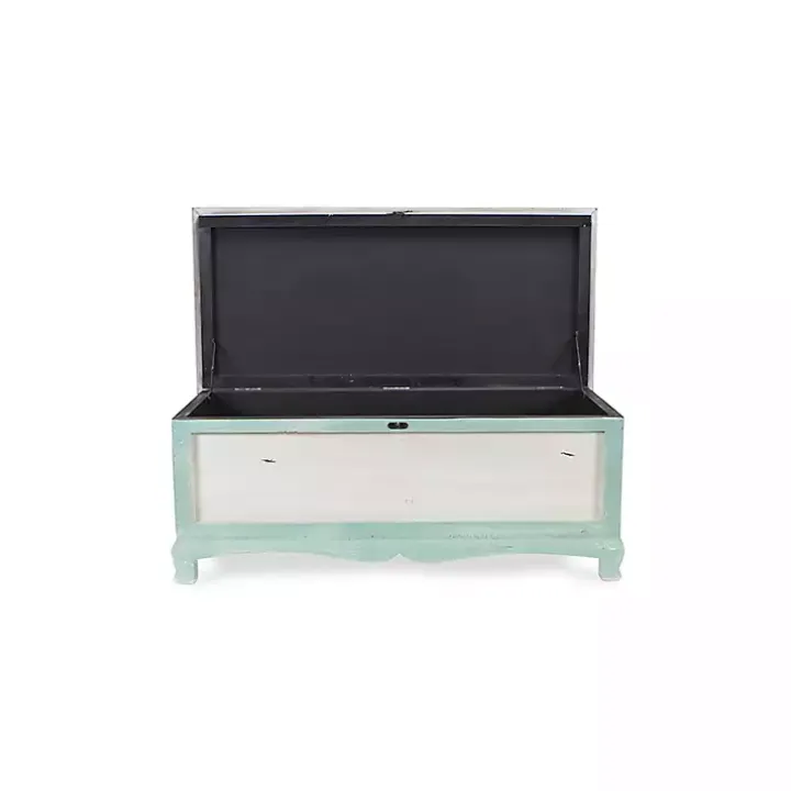 Seafoam Green Shabby Chic Storage Bench