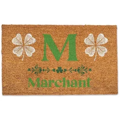 Shamrock Personalized Monogram Coir Doormat