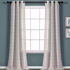 Sheer Gray Textured Curtain Panel Set, 84 in.