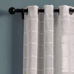 Sheer Gray Textured Curtain Panel Set, 84 in.