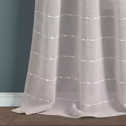 Sheer Gray Textured Curtain Panel Set, 84 in.