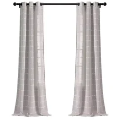 Sheer Gray Textured Curtain Panel Set, 84 in.