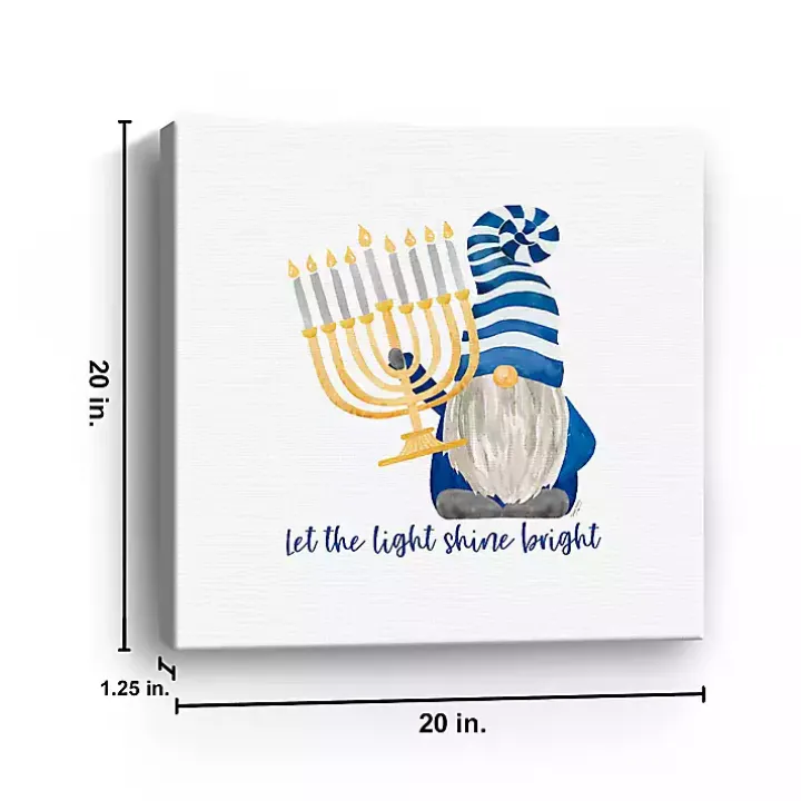 Shine Bright Menorah Gnome Canvas Art Print