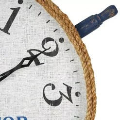 Ship Wheel Wood and Rope Wall Clock