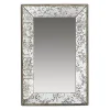Silver Floral Rectangle Wood Wall Mirror