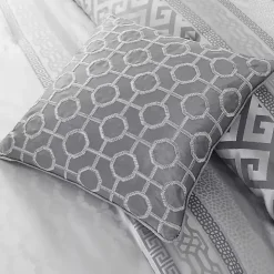 Silver Geometric Stripes 7-pc. Queen Comforter Set