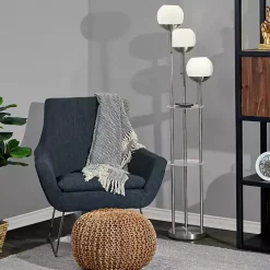 Silver Globe 3-Light Shelf Floor Lamp