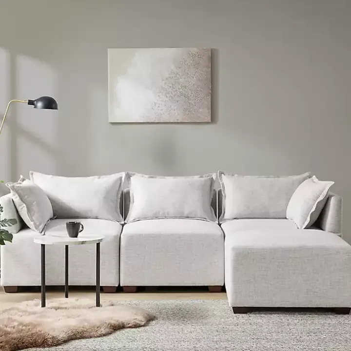 Silver Gray Modular Armless Accent Chair