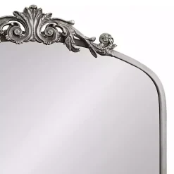 Silver Metal Arch Ornate Crown Wall Mirror