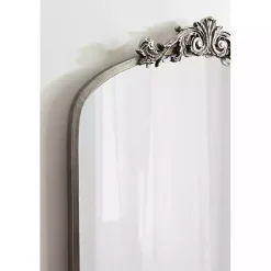 Silver Metal Arch Ornate Crown Wall Mirror