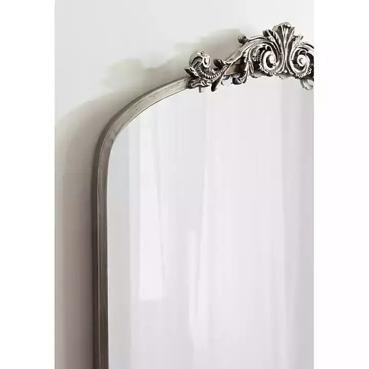 Silver Metal Arch Ornate Crown Wall Mirror