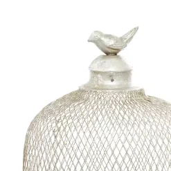 Silver Metal Bird Cage Cloche Lanterns, Set of 2