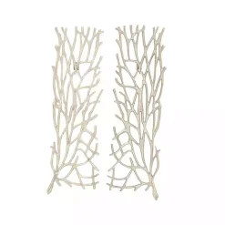 Silver Metal Coral Panel Wall Plaques, Set of 2