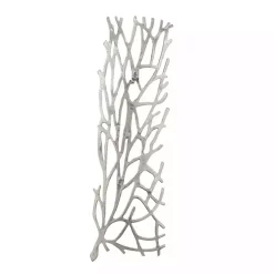 Silver Metal Coral Panel Wall Plaques, Set of 2