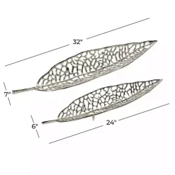 Silver Metal Leaf Trays, Set of 2