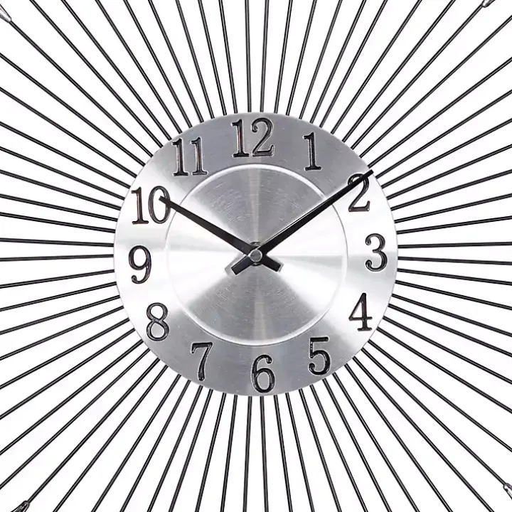 Silver Metal Sunburst Droplet Frame Clock