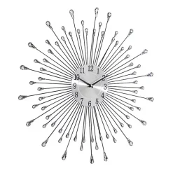 Silver Metal Sunburst Droplet Frame Clock