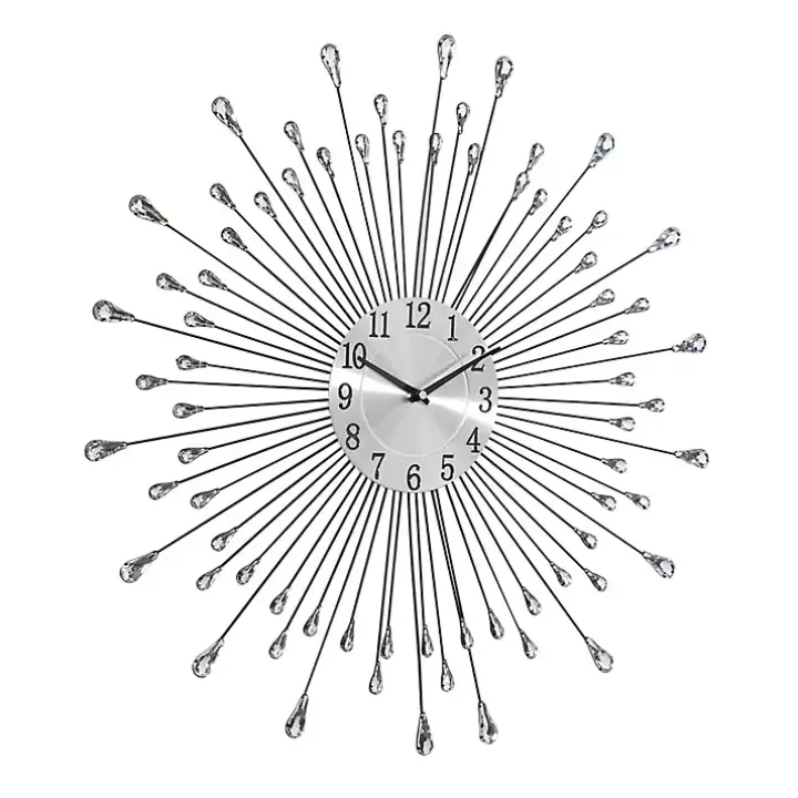 Silver Metal Sunburst Droplet Frame Clock