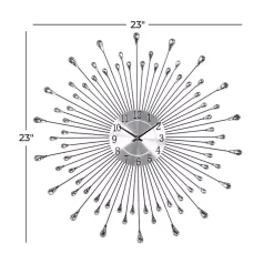 Silver Metal Sunburst Droplet Frame Clock